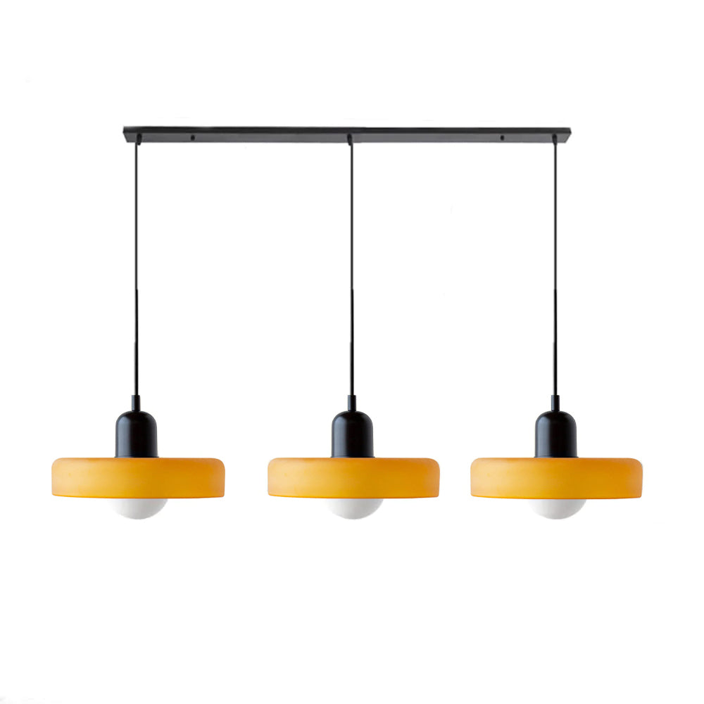 LED Pendelleuchte mit farbigen Glasschirmen für Wohnzimmer und Esszimmer