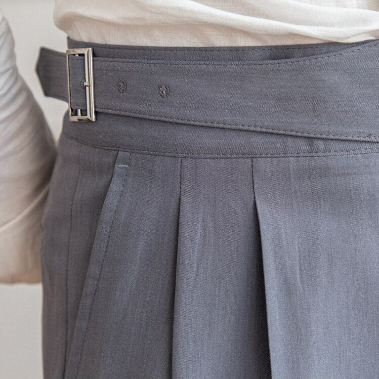 Herren Bundfaltenhose Mit Schnallenverschluss Und Klassischem Schnitt