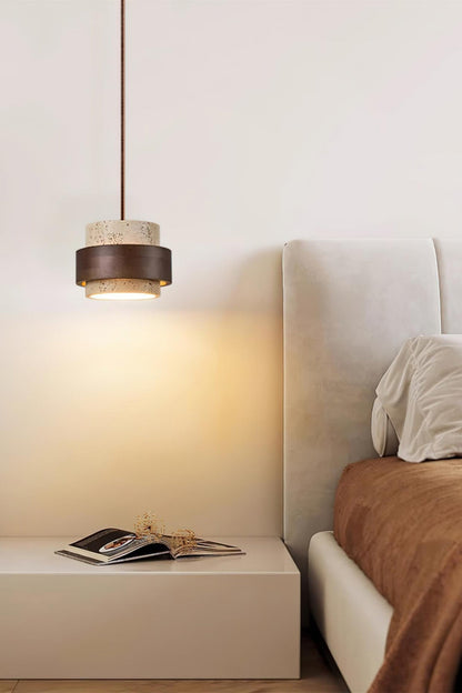 Zylindrische Travertin Pendelleuchte – Modernes Design mit natürlicher Steinstruktur