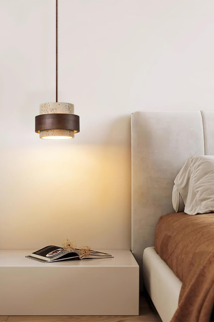 Zylindrische Travertin Pendelleuchte – Modernes Design mit natürlicher Steinstruktur