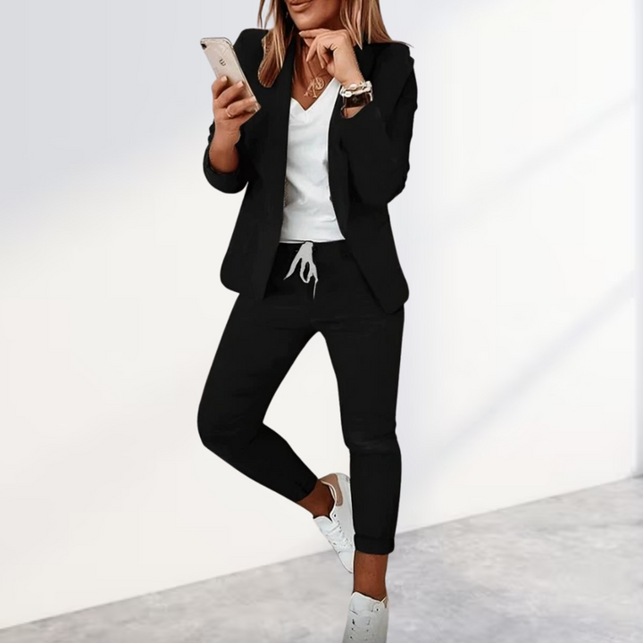 Damen Blazer Set Mit Hose Im Modernen Stil