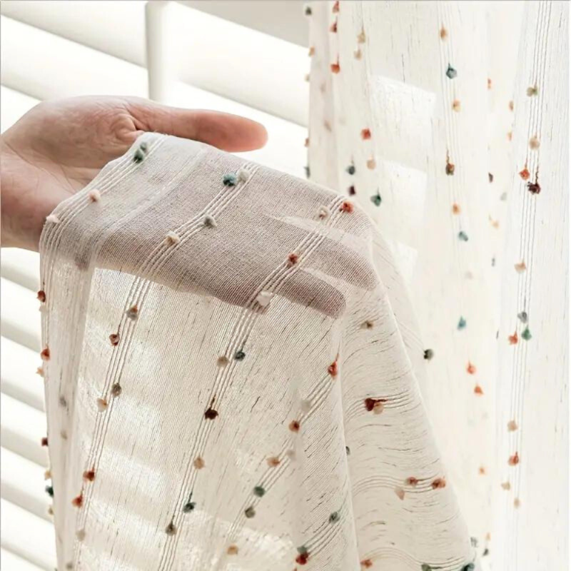 Regenbogen Vorhang Tüll – Bunter Stickerei Vorhang halbtransparent