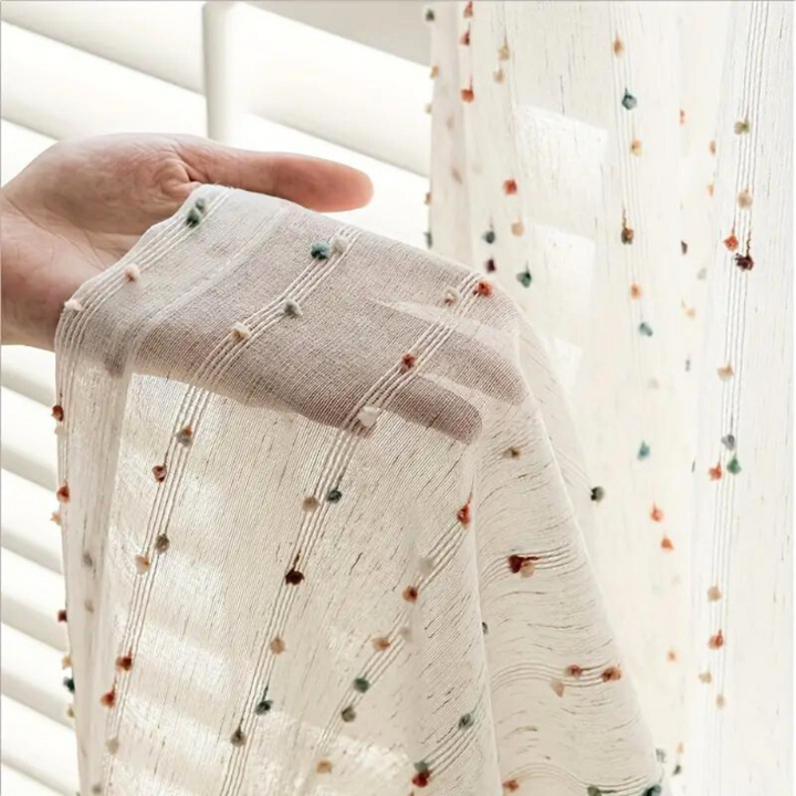 Regenbogen Vorhang Tüll – Bunter Stickerei Vorhang halbtransparent