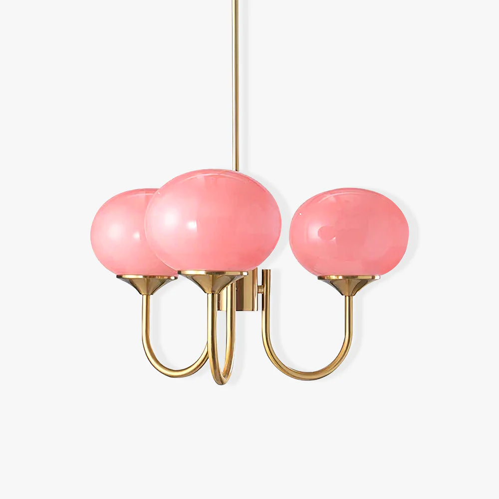 Moderne Deckenleuchte mit Rosa Glas & Gold – Stilvolle LED Lampe fürs Wohnzimmer