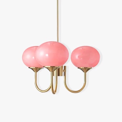 Moderne Deckenleuchte mit Rosa Glas & Gold – Stilvolle LED Lampe fürs Wohnzimmer
