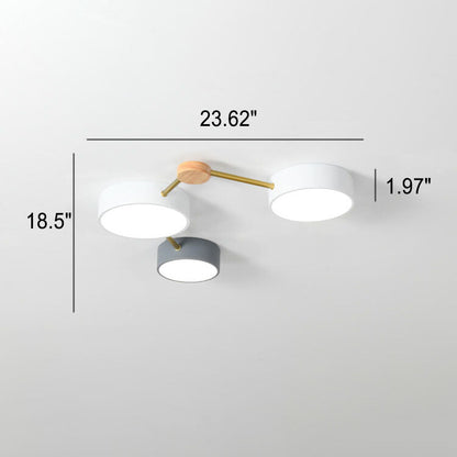 Skandinavische LED Deckenleuchte aus Holz und Metall