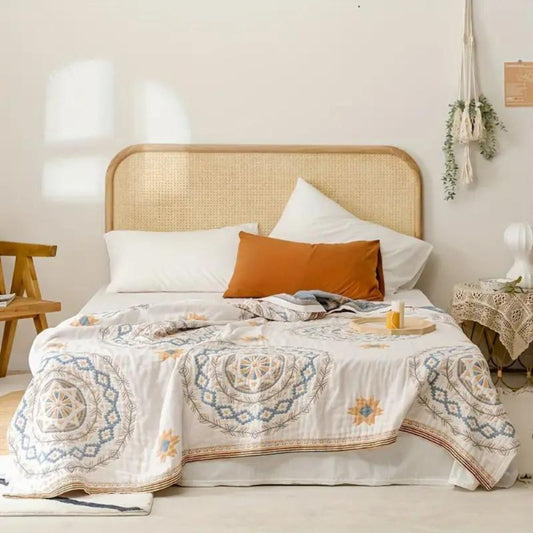 Baumwolldecke Mandala – Boho Plaid mit Baumwollstoff