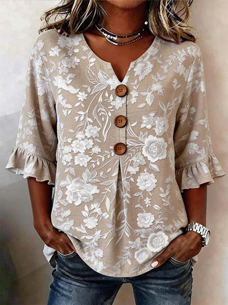 Elegant Floral Pattern Blouse for Women