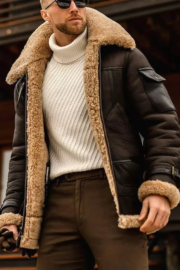 Herren Lederjacke Mit Klassischem Design