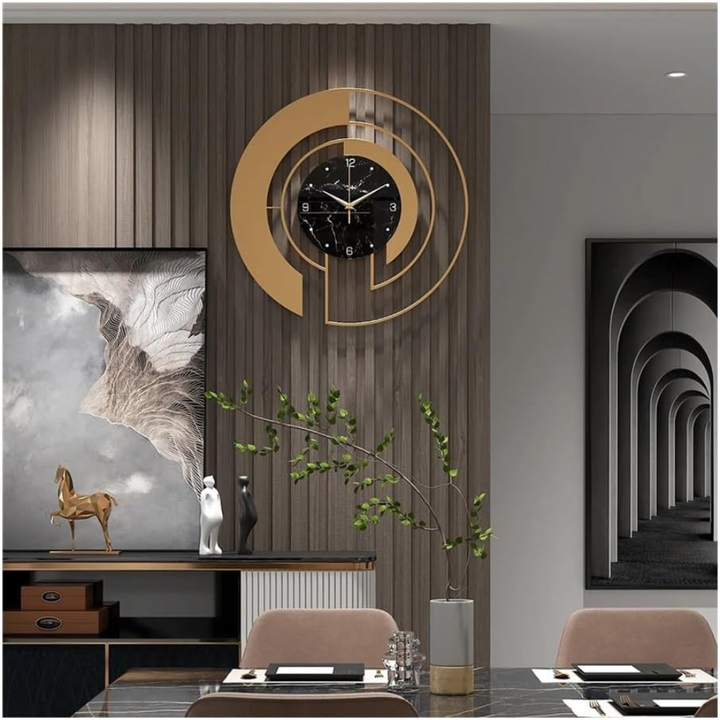 Metall-Wanduhr Rund Geometrisch Lautloses Uhrwerk