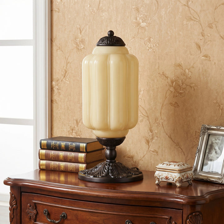 Table Lamp Glass Textured Cream Retro Design