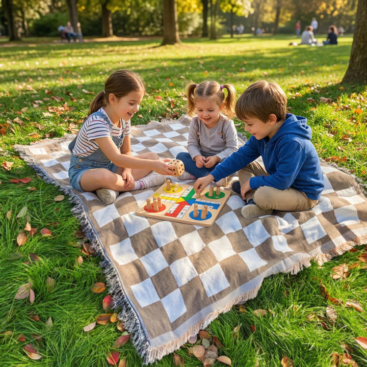 Picknickdecke aus weichem Mikrofaser mit kariertem Design