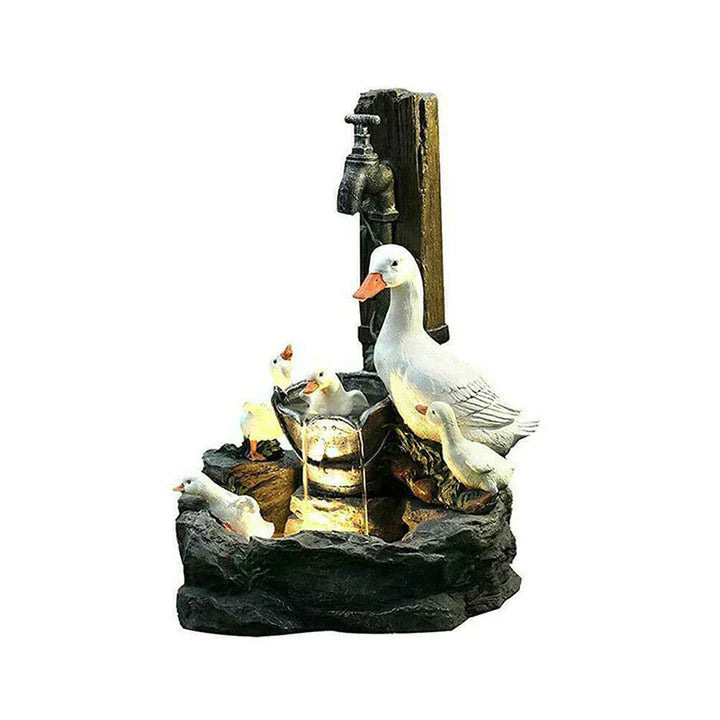 Verspielter dekorativer Gartenbrunnen mit Entenmotiv für Außenbereiche