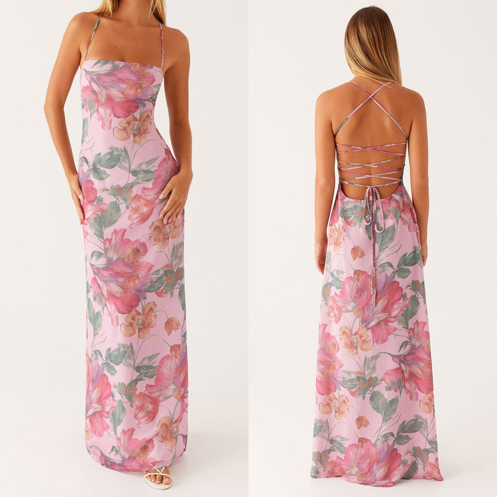 Women's Floral Maxi Dress Summer Sleeveless Beach Dress