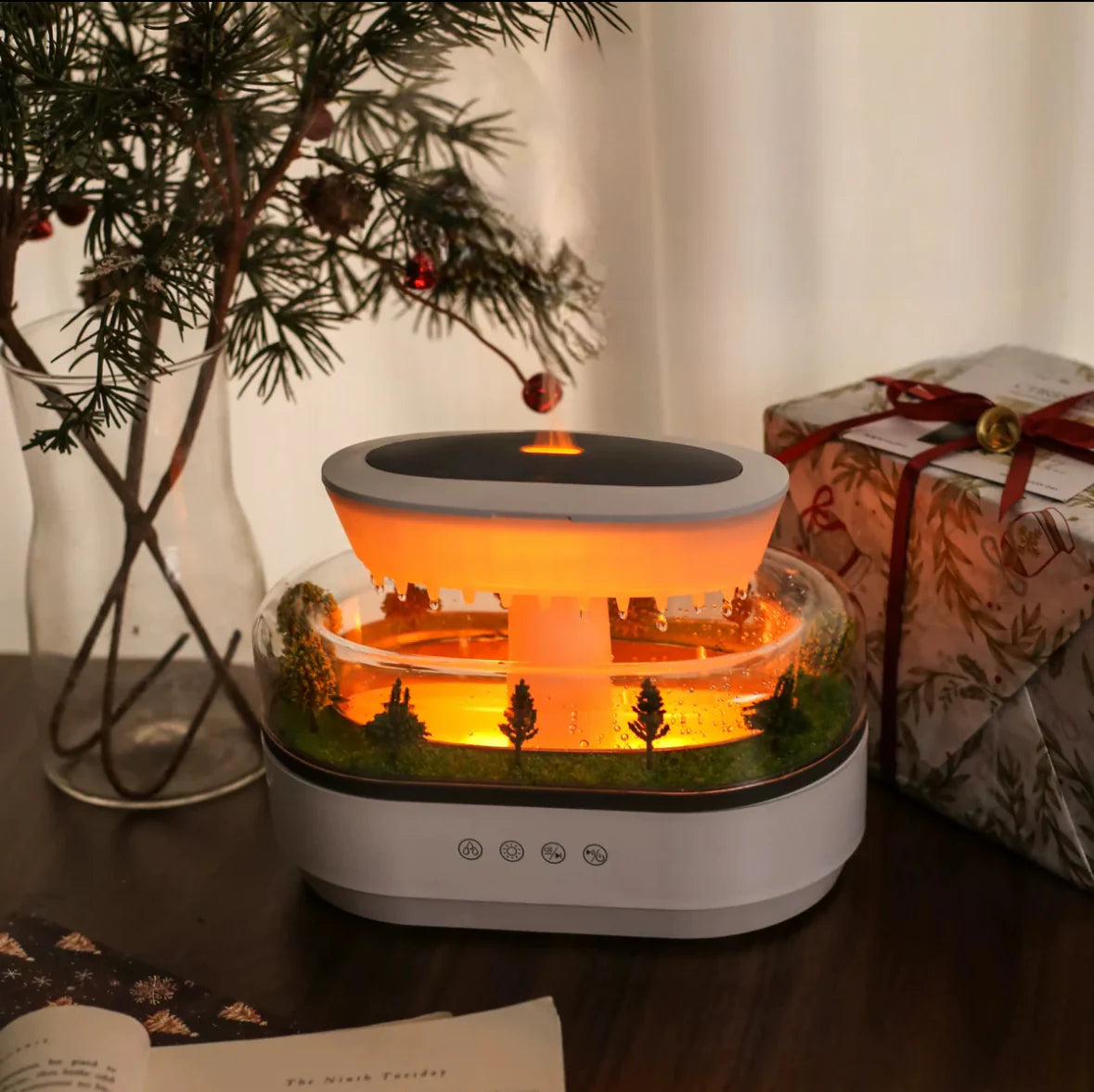 Wasserfall Diffuser – Aromatherapie Luftbefeuchter Mit LED & Regen-Effekt