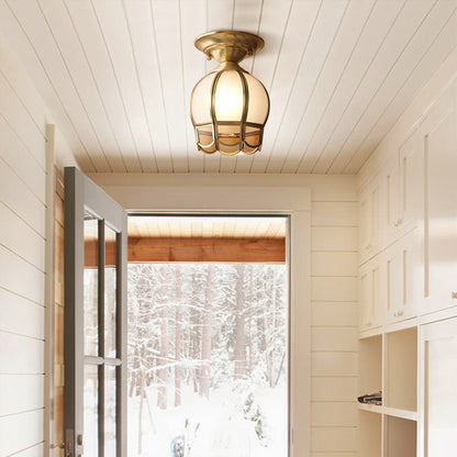 Moderne Deckenleuchte im Muschelrand-Design – Messing-Optik