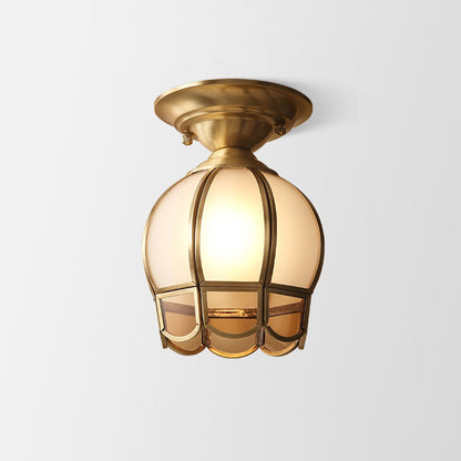 Single-Bulb Flush Mount Lighting Minimalism Scalloped Metal Semi Flush Mount in Brass Brass D Clearhalo 'Ceiling Lights' 'Close To Ceiling Lights' 'Close to ceiling' 'Semi-flushmount' Lighting' 2057652