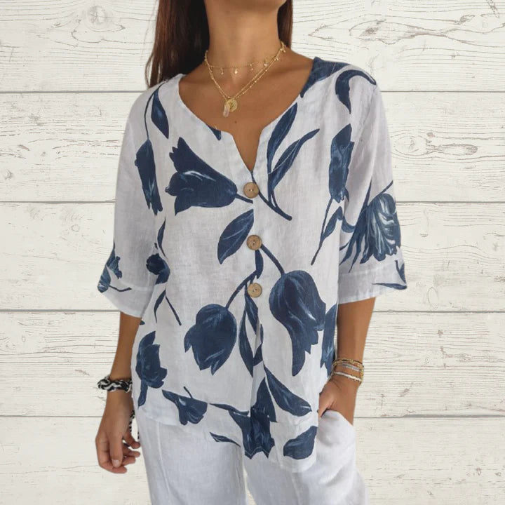 Printed V-Neck Tunic Top for Women