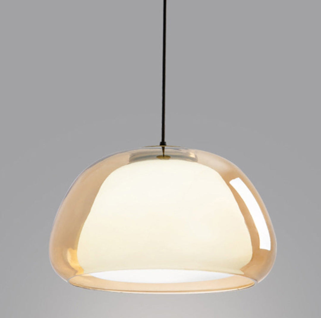 Glas Pendelleuchte mit weißem Schirm und Diffusor