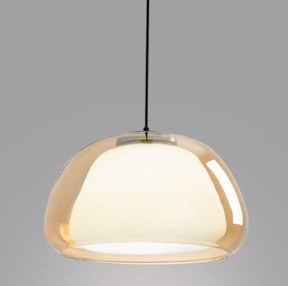 Glas Pendelleuchte mit weißem Schirm und Diffusor