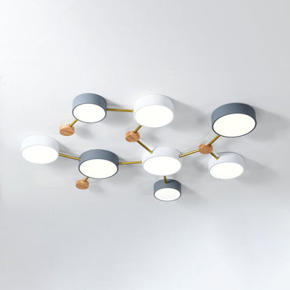 Skandinavische LED Deckenleuchte aus Holz und Metall
