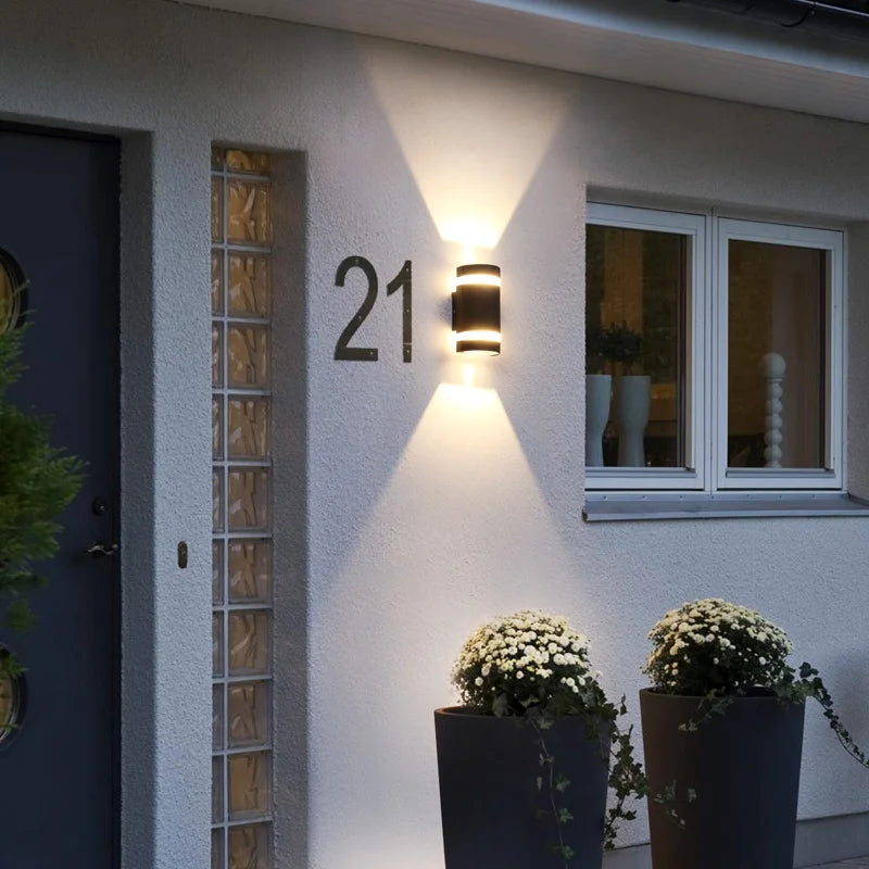 LED Außenwandleuchte Schwarz Zylindrisch Modern