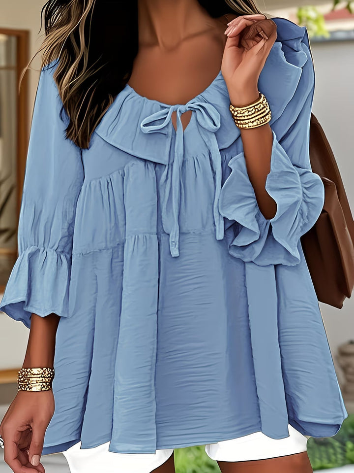 Elegant Ruffled Neckline Blouse for Women