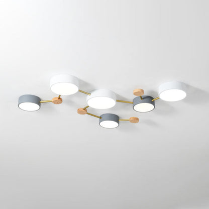 Skandinavische LED Deckenleuchte aus Holz und Metall