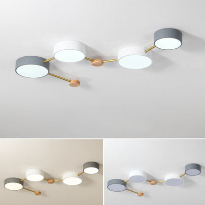 Skandinavische LED Deckenleuchte aus Holz und Metall