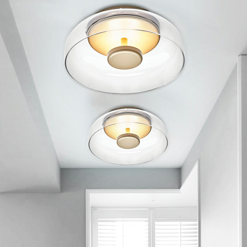 Bowl LED Flushmount Ceiling Lamp Modern Glass Entryway Flush-Mount Light Fixture Clearhalo 'Ceiling Lights' 'Close To Ceiling Lights' 'Close to ceiling' 'Glass shade' 'Glass' 'Pendant Lights' Lighting' 2353973