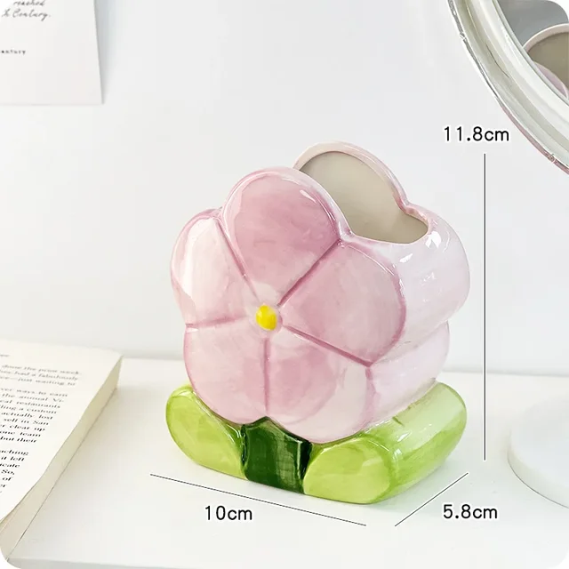 Keramik Stifthalter Blumenmotiv
