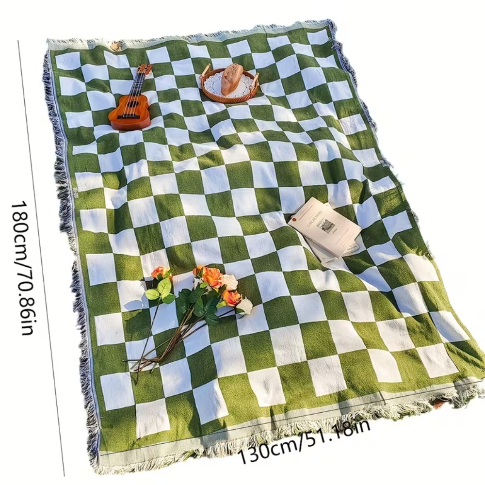 Picknickdecke aus weichem Mikrofaser mit kariertem Design
