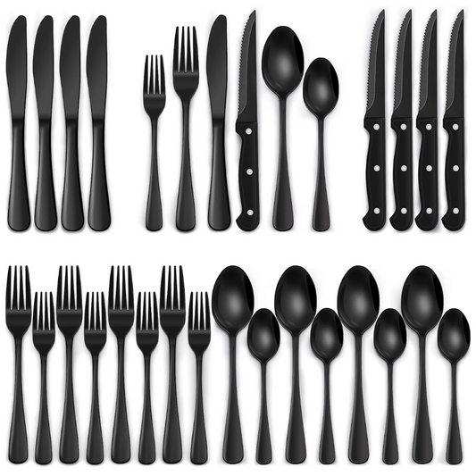 24-Teiliges Besteckset Aus Schwarzem Edelstahl – Modern UND Langlebig
