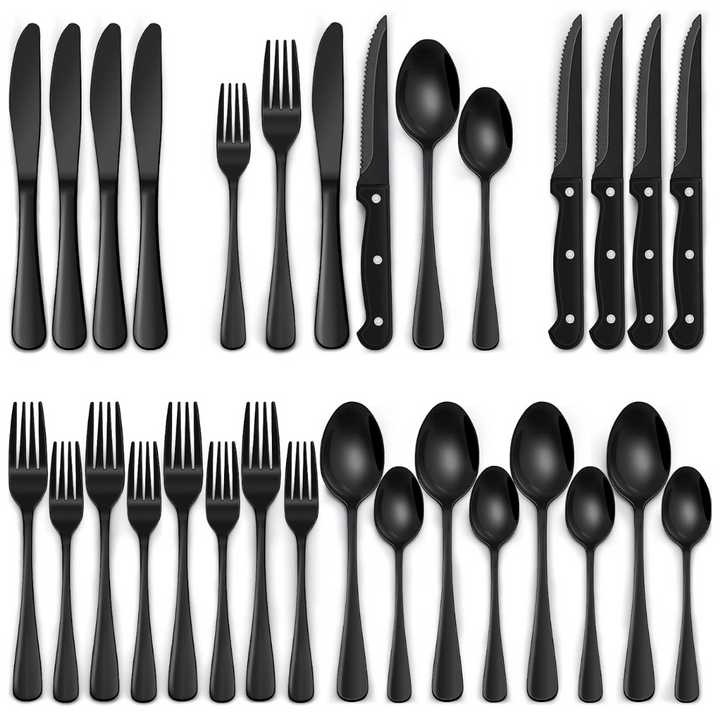 24-Teiliges Besteckset Aus Schwarzem Edelstahl – Modern UND Langlebig