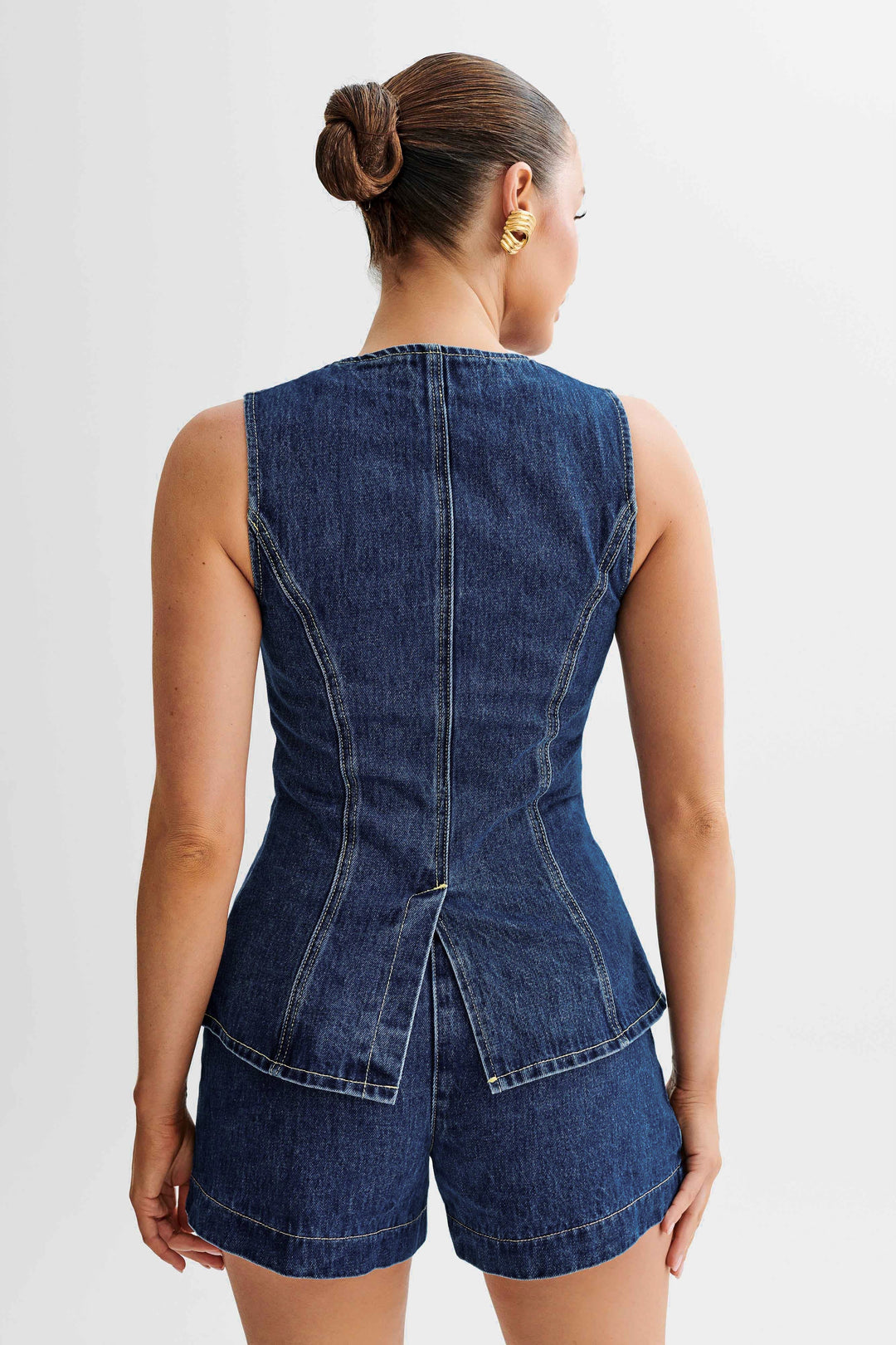 Damen Denim Set Mit Knopfleiste Und Strukturierter Silhouette