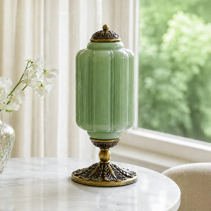 Table Lamp Glass Textured Cream Retro Design