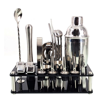 Vielseitiges Edelstahl Cocktailset mit Ständer