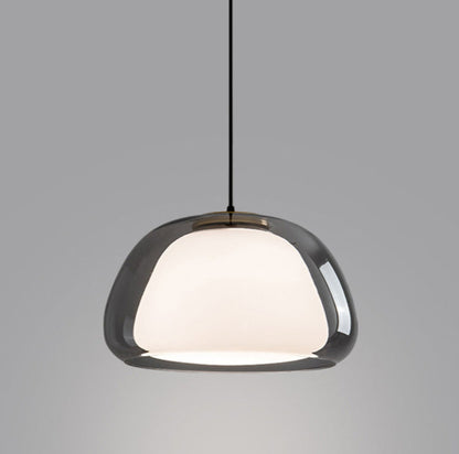 Glas Pendelleuchte mit weißem Schirm und Diffusor