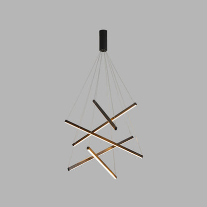 Black Sticks LED Chandelier Light Novelty Minimalist Metal Suspension Lamp for Lobby Clearhalo 'Ceiling Lights' 'Chandeliers' Lighting' options 2618966