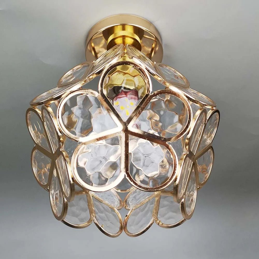 Florale Glas-Deckenleuchte mit Lichtreflexion