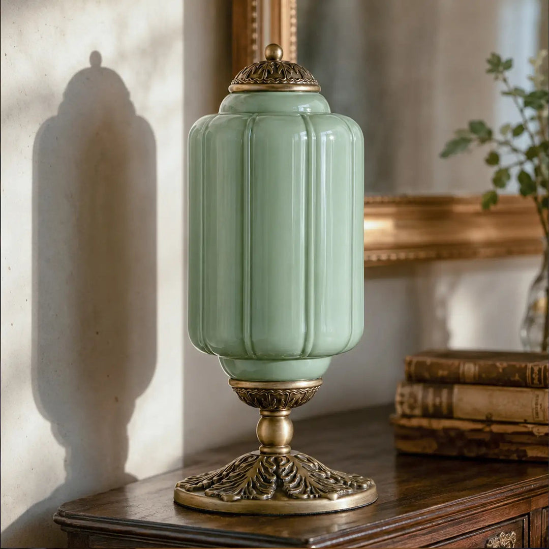 Table Lamp Glass Textured Cream Retro Design