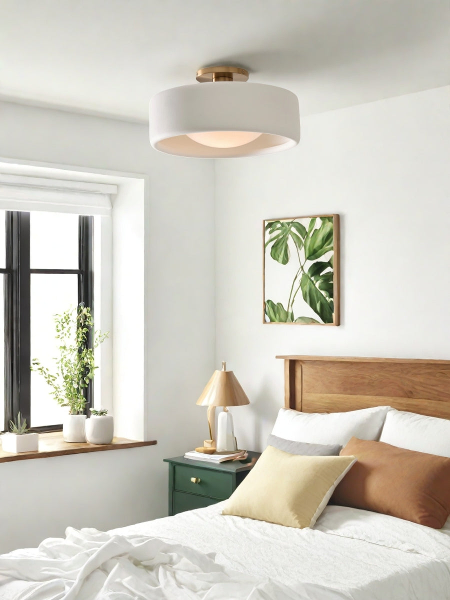 Porzellan Deckenleuchte – Moderne Flush Mount Lampe mit Metallbasis