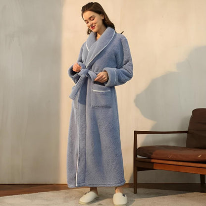 Bademantel mit Schalkragen – Fleece Morgenmantel für Damen und Herren