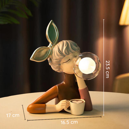 Handgefertigte Artisan Tischlampe aus Holz & Textil – Elegantes Design mit USB-Anschluss