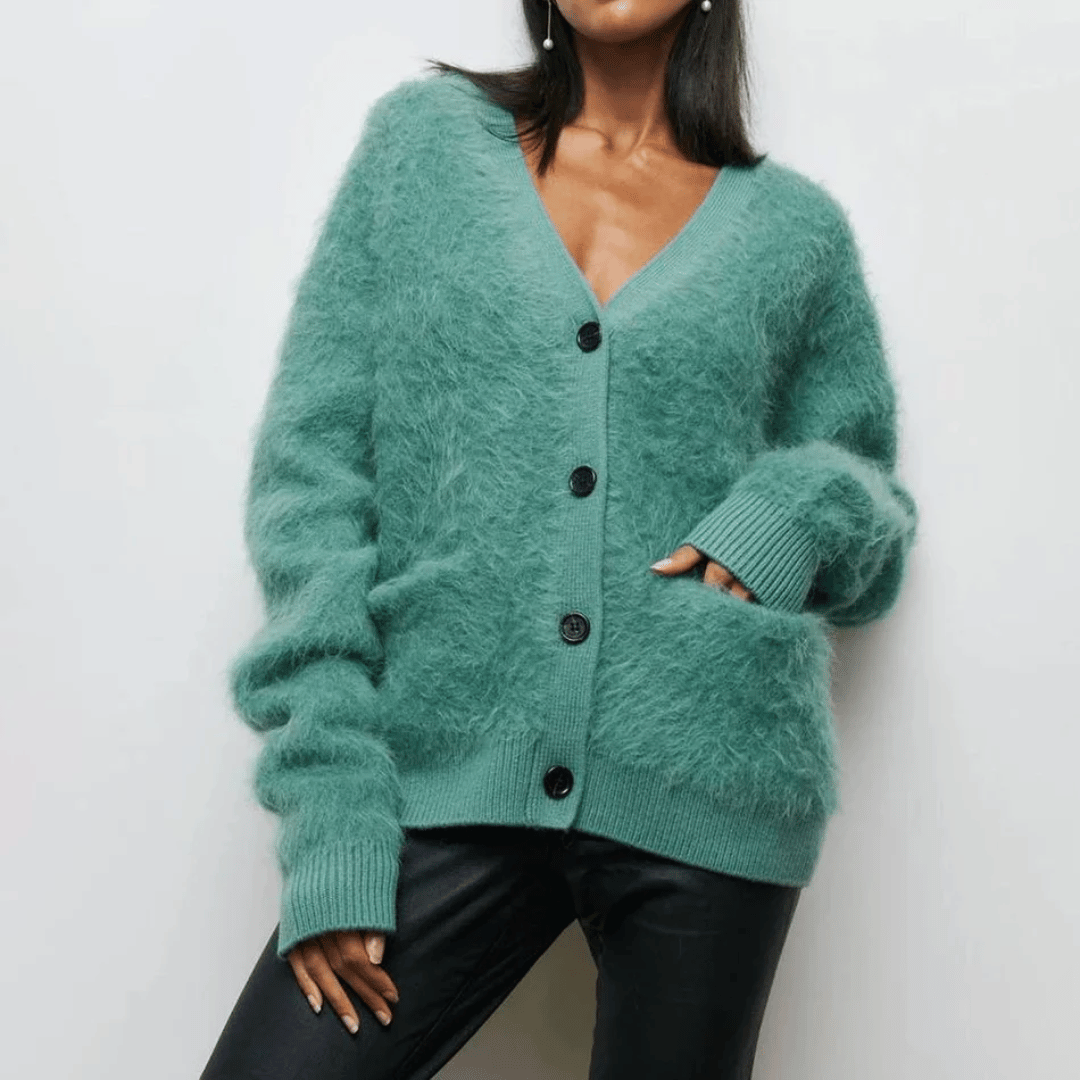 Damen Cardigan Mit V Ausschnitt Und Knopfleiste