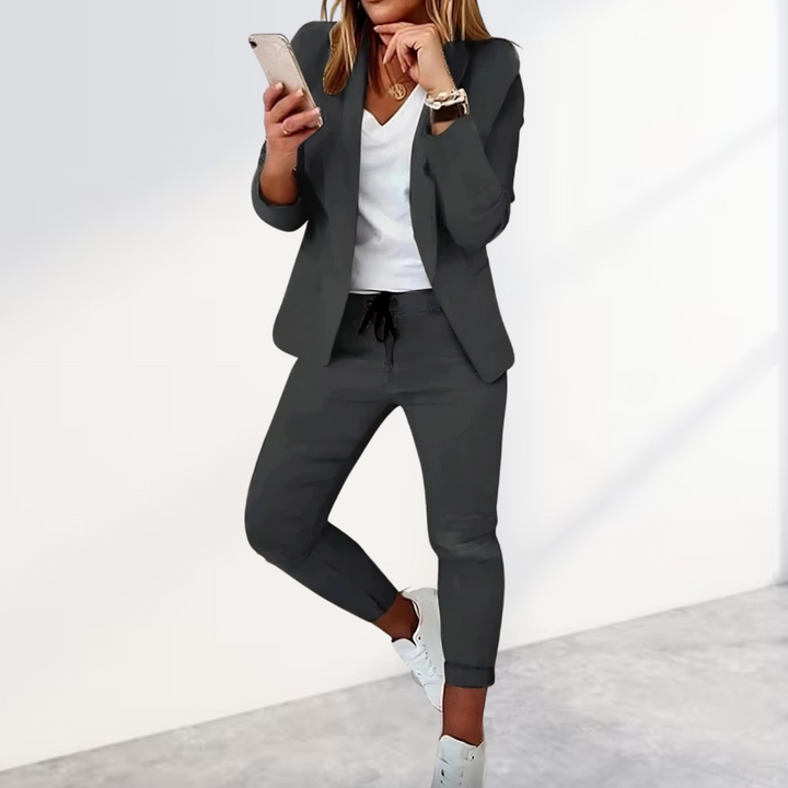 Damen Blazer Set Mit Hose Im Modernen Stil