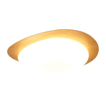 Ovale LED Deckenleuchte in Holzoptik im nordischen Stil