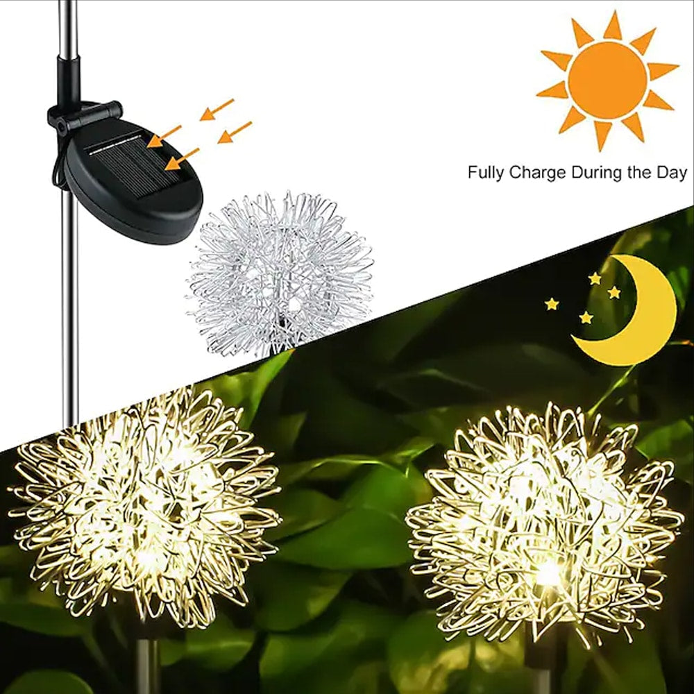 Solar-LED-Gartenlampe Löwenzahn-Design auf Stab