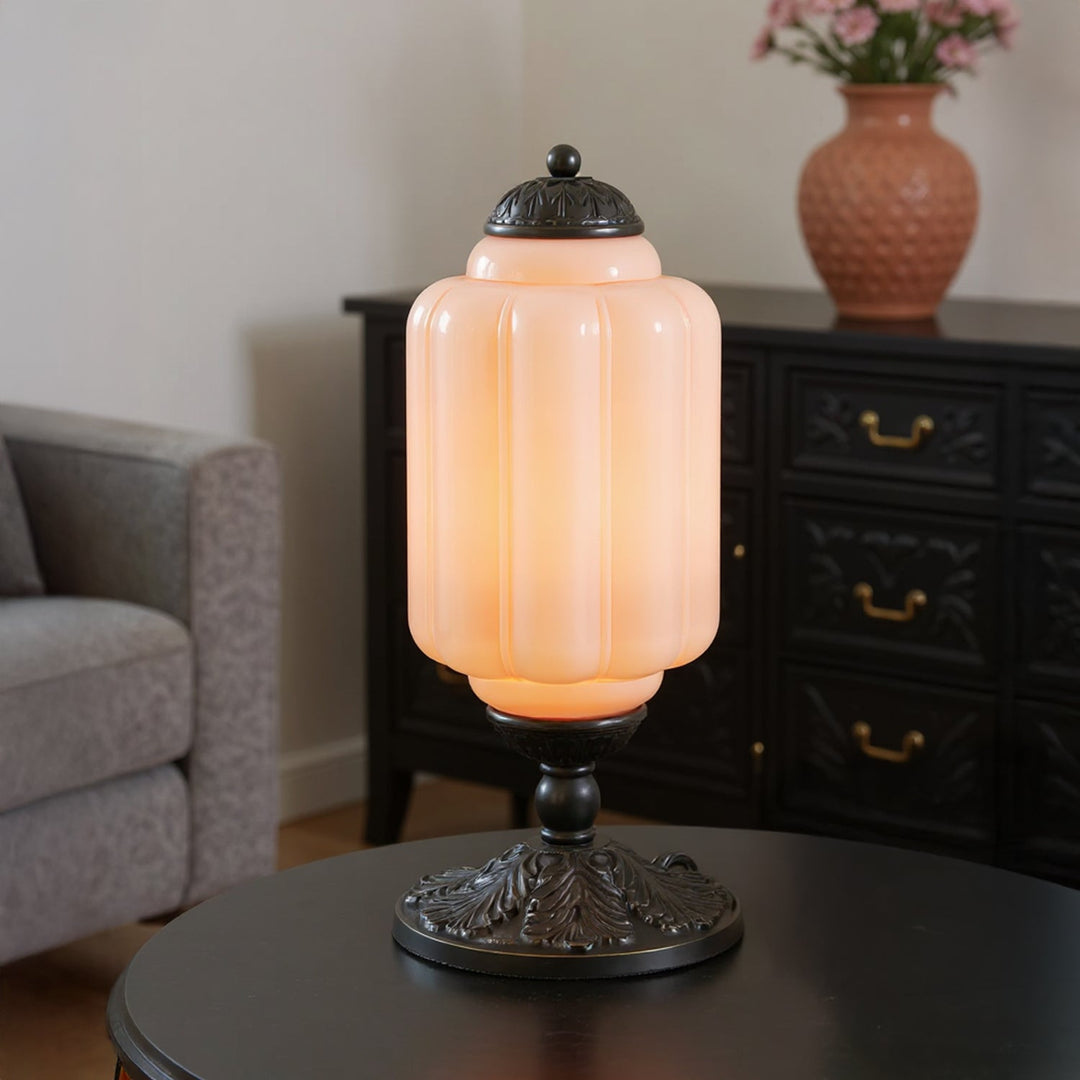Table Lamp Glass Textured Cream Retro Design