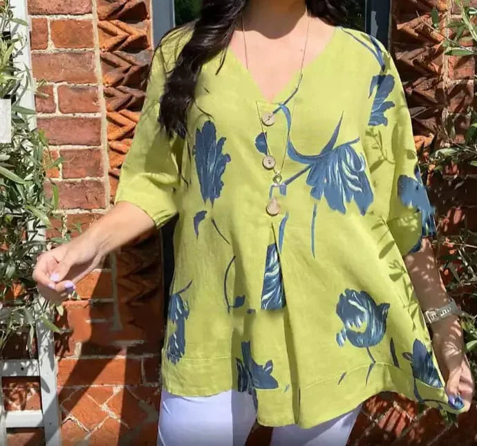 Printed V-Neck Tunic Top for Women